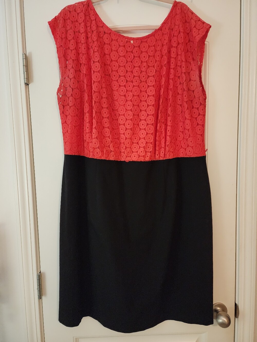 Alyx Coral Lace Top Black Skirt Sheath Dress 20W Dressy Colorblock